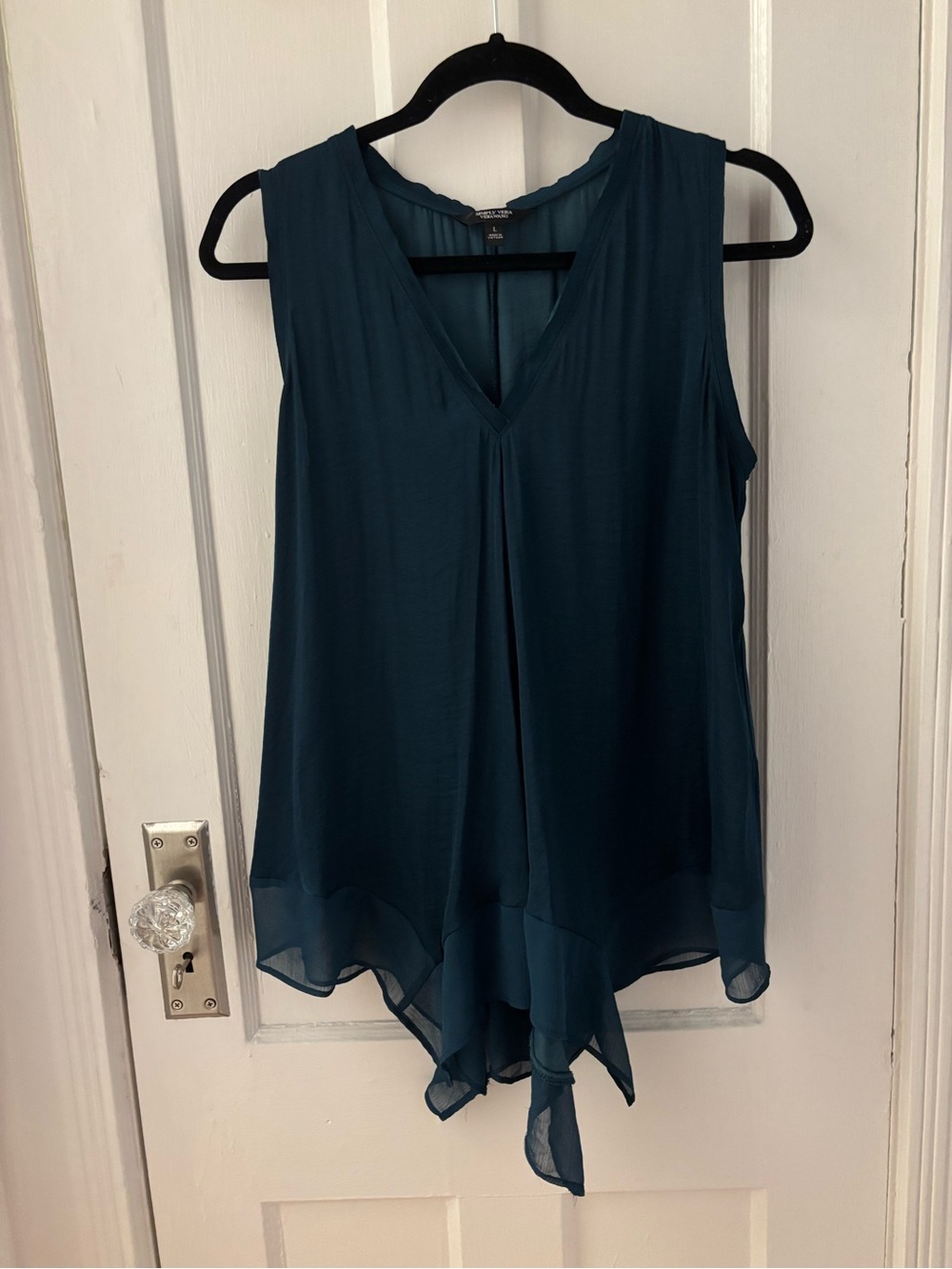Simply Vera Vera Wang Teal Handkerchief-Hem Sleeveless V-Neck Top